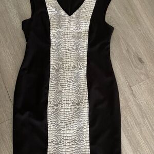 Calvin Klein Black and Silver Sheath Cocktail Dress #B027